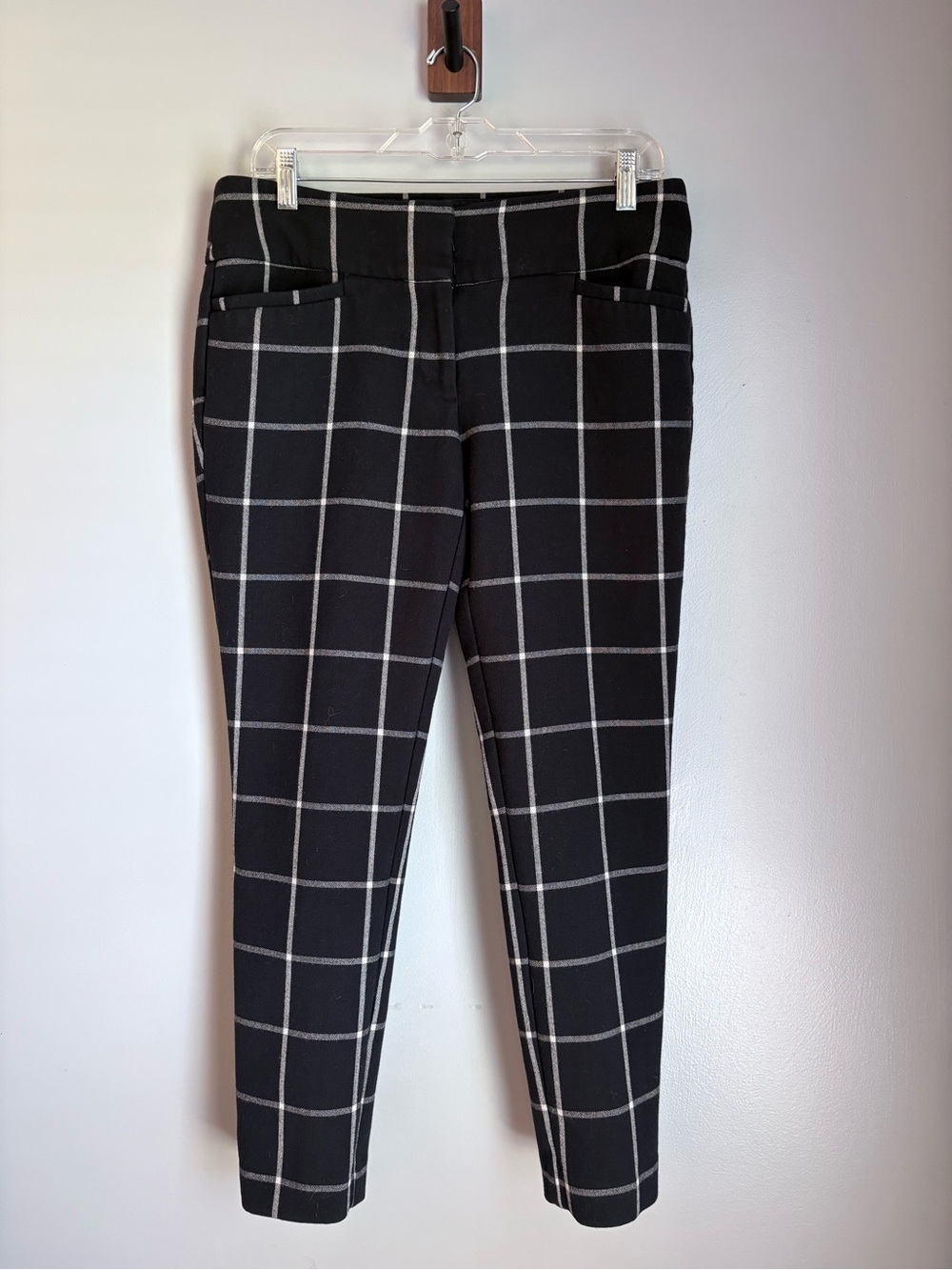 LOFT Black Windowpane Ankle Pants